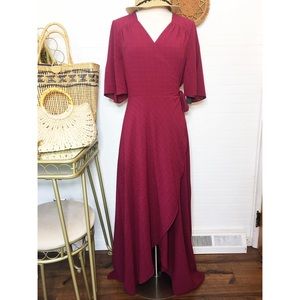 Isaac Mizarahi Burgundy Wrap Midi Dress